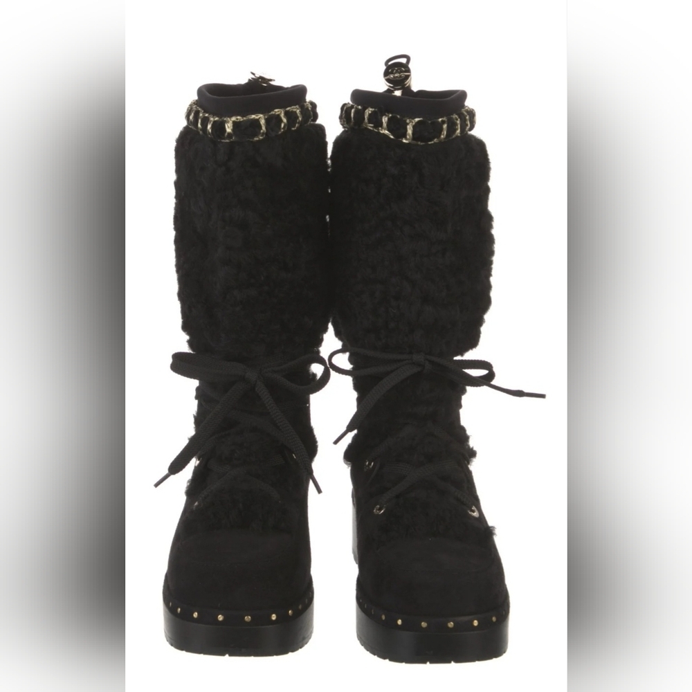 CHANEL Black Heeled Boots
